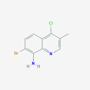 molecular formula C10H8BrClN2 B13242170 7-Bromo-4-chloro-3-methylquinolin-8-amine 