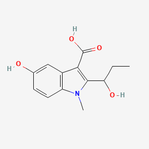 molecular formula C13H15NO4 B13242191 5-Hydroxy-2-(1-hydroxypropyl)-1-methyl-1H-indole-3-carboxylic acid 