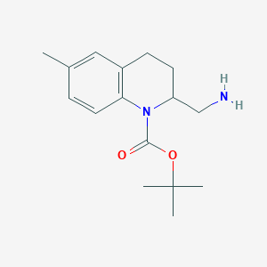 molecular formula C16H24N2O2 B13242217 tert-Butyl 2-(aminomethyl)-6-methyl-1,2,3,4-tetrahydroquinoline-1-carboxylate 