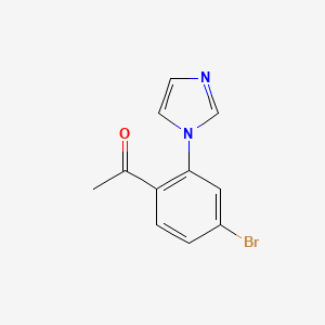 molecular formula C11H9BrN2O B13242490 1-[4-Bromo-2-(1H-imidazol-1-YL)phenyl]ethan-1-one 