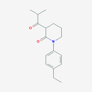 molecular formula C17H23NO2 B13242722 1-(4-Ethylphenyl)-3-(2-methylpropanoyl)piperidin-2-one 