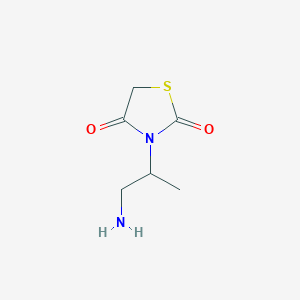 molecular formula C6H10N2O2S B13242891 3-(1-Aminopropan-2-YL)-1,3-thiazolidine-2,4-dione 