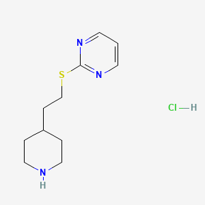 2-{[2-(Piperidin-4-yl)ethyl]sulfanyl}pyrimidine hydrochloride