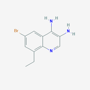 molecular formula C11H12BrN3 B13242902 6-Bromo-8-ethylquinoline-3,4-diamine 