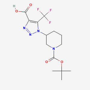 molecular formula C14H19F3N4O4 B13242905 1-{1-[(tert-butoxy)carbonyl]piperidin-3-yl}-5-(trifluoromethyl)-1H-1,2,3-triazole-4-carboxylic acid 