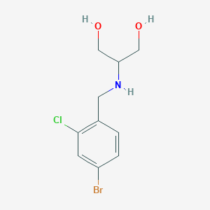 molecular formula C10H13BrClNO2 B13242971 2-{[(4-Bromo-2-chlorophenyl)methyl]amino}propane-1,3-diol 