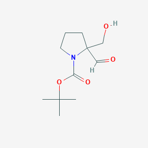 molecular formula C11H19NO4 B13243085 tert-Butyl 2-formyl-2-(hydroxymethyl)pyrrolidine-1-carboxylate 