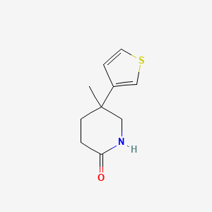 molecular formula C10H13NOS B13243092 5-Methyl-5-(thiophen-3-yl)piperidin-2-one 