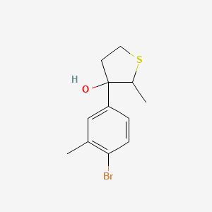 molecular formula C12H15BrOS B13243182 3-(4-Bromo-3-methylphenyl)-2-methylthiolan-3-ol 