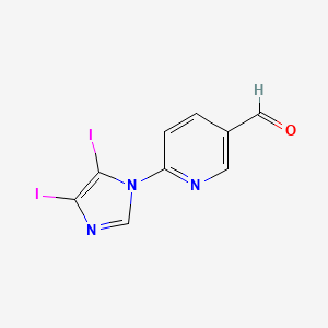 molecular formula C9H5I2N3O B13243233 6-(4,5-Diiodo-1H-imidazol-1-yl)pyridine-3-carbaldehyde 