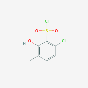 molecular formula C7H6Cl2O3S B13243502 6-Chloro-2-hydroxy-3-methylbenzene-1-sulfonyl chloride 