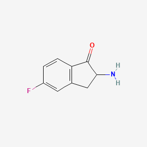 molecular formula C9H8FNO B13243701 2-amino-5-fluoro-2,3-dihydro-1H-inden-1-one 