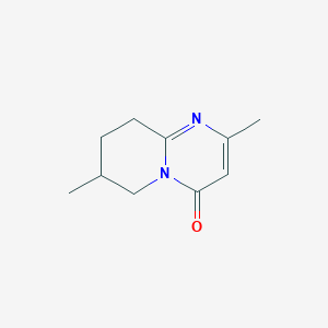 molecular formula C10H14N2O B13243784 2,7-Dimethyl-4H,6H,7H,8H,9H-pyrido[1,2-a]pyrimidin-4-one 