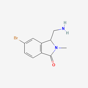 molecular formula C10H11BrN2O B13243846 3-(Aminomethyl)-5-bromo-2-methyl-2,3-dihydro-1H-isoindol-1-one 