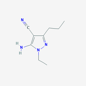 molecular formula C9H14N4 B13243890 5-amino-1-ethyl-3-propyl-1H-pyrazole-4-carbonitrile 