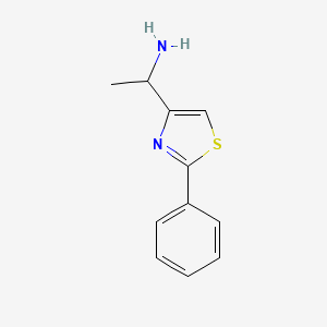 molecular formula C11H12N2S B13243898 1-(2-Phenyl-1,3-thiazol-4-yl)ethan-1-amine 