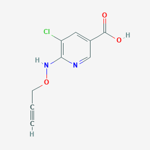 molecular formula C9H7ClN2O3 B13243980 5-Chloro-6-[(prop-2-yn-1-yloxy)amino]pyridine-3-carboxylic acid 