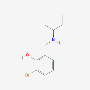 molecular formula C12H18BrNO B13244071 2-Bromo-6-{[(pentan-3-yl)amino]methyl}phenol 