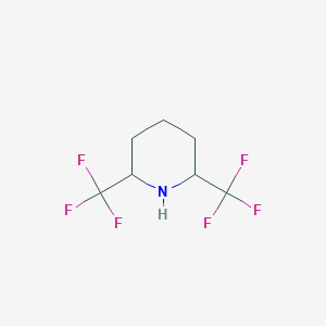 molecular formula C7H9F6N B13244142 2,6-Bis-Trifluoromethylpiperidine 