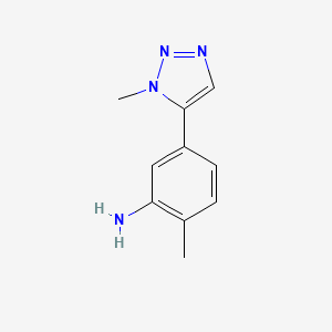 molecular formula C10H12N4 B13244240 2-Methyl-5-(1-methyl-1H-1,2,3-triazol-5-yl)aniline 