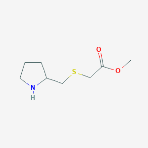 molecular formula C8H15NO2S B13244311 Methyl 2-{[(pyrrolidin-2-yl)methyl]sulfanyl}acetate 