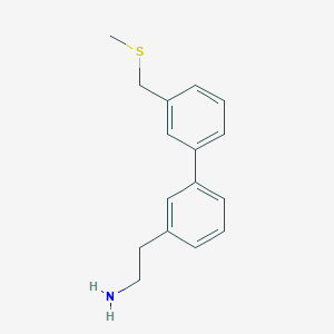 molecular formula C16H19NS B13244324 2-(3-{3-[(Methylsulfanyl)methyl]phenyl}phenyl)ethan-1-amine 