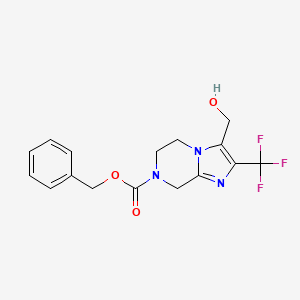 molecular formula C16H16F3N3O3 B13244515 Benzyl 3-(hydroxymethyl)-2-(trifluoromethyl)-5H,6H,7H,8H-imidazo[1,2-a]pyrazine-7-carboxylate 