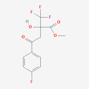 molecular formula C12H10F4O4 B13244930 Methyl 4-(4-fluorophenyl)-2-hydroxy-4-oxo-2-(trifluoromethyl)butanoate 