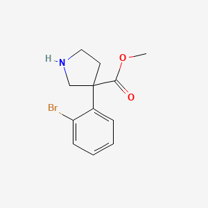 molecular formula C12H14BrNO2 B13245110 Methyl 3-(2-bromophenyl)pyrrolidine-3-carboxylate 