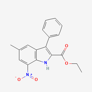 molecular formula C18H16N2O4 B1324597 ethyl 5-methyl-7-nitro-3-phenyl-1H-indole-2-carboxylate CAS No. 402961-11-9