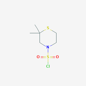 molecular formula C6H12ClNO2S2 B13246367 2,2-Dimethylthiomorpholine-4-sulfonyl chloride 