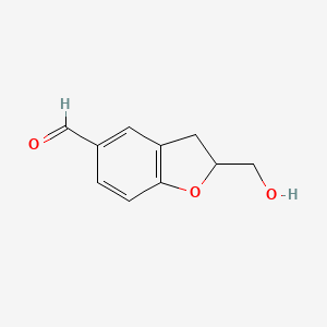 molecular formula C10H10O3 B13246375 2-(Hydroxymethyl)-2,3-dihydro-1-benzofuran-5-carbaldehyde 