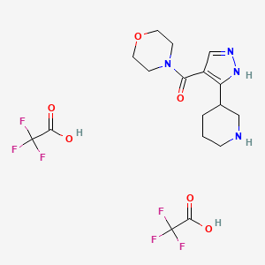 molecular formula C17H22F6N4O6 B13246415 morpholin-4-yl-(5-piperidin-3-yl-1H-pyrazol-4-yl)methanone;2,2,2-trifluoroacetic acid 