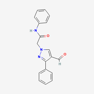 molecular formula C18H15N3O2 B1324643 2-(4-甲酰基-3-苯基-1H-吡唑-1-基)-N-苯基乙酰胺 CAS No. 887407-93-4