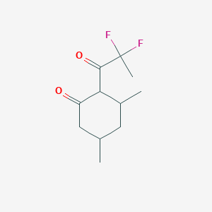 molecular formula C11H16F2O2 B13246438 2-(2,2-Difluoropropanoyl)-3,5-dimethylcyclohexan-1-one 