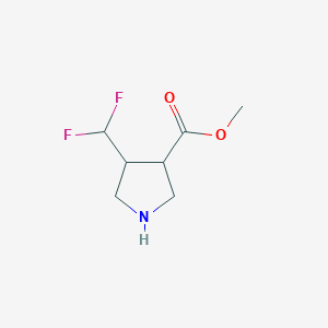 molecular formula C7H11F2NO2 B13246476 Methyl 4-(difluoromethyl)pyrrolidine-3-carboxylate 