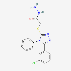 B1324649 2-{[5-(3-chlorophenyl)-4-phenyl-4H-1,2,4-triazol-3-yl]thio}acetohydrazide CAS No. 887359-34-4