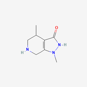 molecular formula C8H13N3O B13246533 1,4-Dimethyl-1H,4H,5H,6H,7H-pyrazolo[3,4-c]pyridin-3-ol 