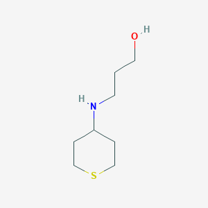 molecular formula C8H17NOS B13246543 3-[(Thian-4-yl)amino]propan-1-ol 