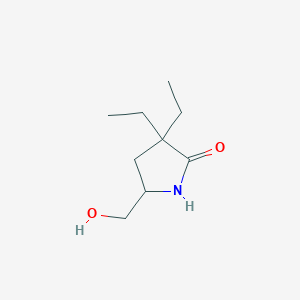 molecular formula C9H17NO2 B13246587 3,3-Diethyl-5-(hydroxymethyl)pyrrolidin-2-one 