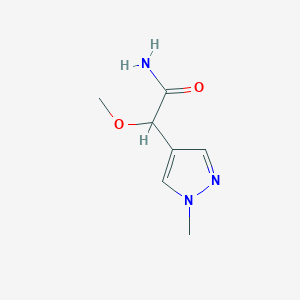 molecular formula C7H11N3O2 B13246639 2-Methoxy-2-(1-methyl-1H-pyrazol-4-yl)acetamide 