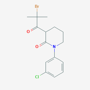 molecular formula C15H17BrClNO2 B13246805 3-(2-Bromo-2-methylpropanoyl)-1-(3-chlorophenyl)piperidin-2-one 