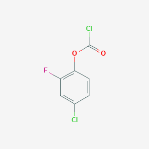 molecular formula C7H3Cl2FO2 B13246819 4-Chloro-2-fluorophenyl chloroformate 