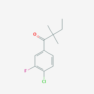 molecular formula C12H14ClFO B1324682 4'-氯-2,2-二甲基-3'-氟丁基苯甲酮 CAS No. 898765-70-3