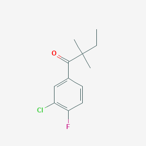 molecular formula C12H14ClFO B1324683 3'-氯-2,2-二甲基-4'-氟丁酰苯酮 CAS No. 898765-72-5