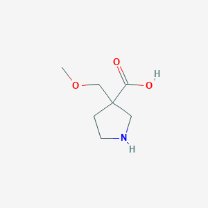 molecular formula C7H13NO3 B13246840 3-(Methoxymethyl)pyrrolidine-3-carboxylic acid 