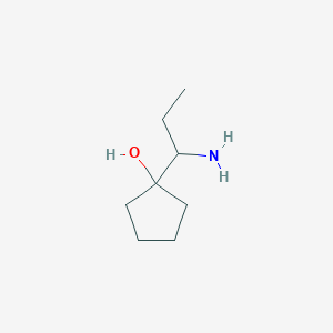 molecular formula C8H17NO B13246847 1-(1-Aminopropyl)cyclopentan-1-ol 