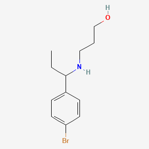 molecular formula C12H18BrNO B13246887 3-{[1-(4-Bromophenyl)propyl]amino}propan-1-ol 