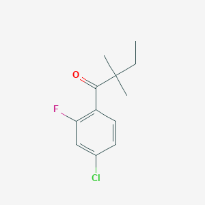molecular formula C12H14ClFO B1324691 4'-氯-2,2-二甲基-2'-氟丁酮 CAS No. 898765-90-7