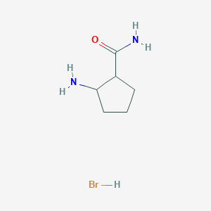 molecular formula C6H13BrN2O B13246961 2-Aminocyclopentane-1-carboxamide hydrobromide 